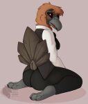  absurd_res accipitriform anthro avian big_butt bird blush butler butt clothed clothing digital_media_(artwork) grumpy_griffin_creations hi_res looking_at_viewer male marvelous_managerie simple_background solo solo_focus vulture 