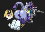  animal_genitalia animal_pussy anthro armor aroused bass_(mega_man) big_breasts blush breasts butt canid canine canine_genitalia canine_pussy canis capcom claws confusion dialogue disembodied_head female gem genitals headgear helmet humanoid in_heat iniquity kneeling looking_back machine male mammal mega_man_(series) nipples open_mouth presenting presenting_hindquarters purple_body purple_nipples pussy red_eyes robot solo spikes tail teeth tongue tongue_out treble_(mega_man) tube wolf 