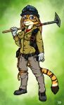  anthro armor black_body black_fur blue_eyes clothing felid female firefighter fur headgear helmet hi_res mammal pantherine solo stripes tiger uniform white_body white_fur yellow_body yellow_fur ziegelzeig 