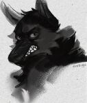  alexander_archipelago_wolf angry angry_eyes angry_face anthro big_bad_wolf black_and_white canid canine canis charcoal_(artwork) clenched_teeth fairy_tales ferocious hi_res looking_at_viewer male malendraco_azrael mammal monochrome solo teeth teeth_showing threatening traditional_media_(artwork) unknown_artist wolf 