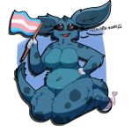  1:1 anthro belly biped black_sclera blue_body blue_ears blue_fur blue_tail breasts claws english_text eyelashes eyeshadow featureless_breasts female flag fur fur_markings fylumi generation_1_pokemon hi_res holding_flag holding_object lgbt_pride lilya_teh_nida looking_at_viewer makeup markings multicolored_body multicolored_ears multicolored_fur navel nidorina nintendo nude paws pokemon pokemon_(species) pride_colors purple_eyes signature slightly_chubby solo spots spotted_body spotted_fur spotted_markings spotted_tail tail tail_markings tail_tuft text transgender_pride_colors tuft two_tone_body two_tone_ears two_tone_fur two_tone_tail white_claws 