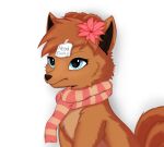  accessory blue_eyes canid canine female feral flower flower_in_hair fox fur generation_1_pokemon hair hair_accessory joeumbre mammal nintendo paper plant pokemon pokemon_(species) pyre_(pyrepix) scarf short_hair solo tail vulpix 