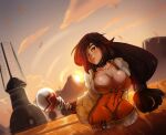  black_hair bodysuit breasts bursting_breasts cleavage final_fantasy final_fantasy_ix garnet_til_alexandros_xvii highres huge_breasts large_breasts long_hair looking_at_viewer outdoors princess relius_(reliusmax) skin_tight thick_thighs thighs tight_clothes wide_hips 