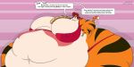  2020 2:1 anthro areola areola_slip belle_oliver belly big_belly big_breasts big_butt breasts butt clothing copyright_symbol deep_navel digital_media_(artwork) eating english_text felid female food fur green_eyes hair hi_res huge_breasts huge_butt huge_thighs hyper hyper_belly hyper_breasts hyper_butt hyper_thighs lingerie mammal morbidly_obese morbidly_obese_anthro morbidly_obese_female navel nipple_outline obese obese_anthro obese_female overweight overweight_anthro overweight_female pantherine panties red_hair sandwich_(food) satsumalord solo speech_bubble striped_body striped_fur stripes stuffing symbol text thick_thighs tiger underwear 
