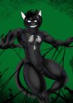  absurd_res anthro black_body black_clothing black_suit charles_the_stray_kitty checkhoff clothing domestic_cat felid feline felis hi_res latex male male/male mammal marvel slime smile smiling_at_viewer solo suit symbiote transformation venom_(marvel) 