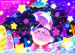  :o arm_up artist_name blue_eyes blush blush_stickers cloud commentary_request copy_ability dated holding holding_umbrella kirby kirby_(series) neon_palette night night_sky ninjya_palette no_humans open_mouth parasol parasol_kirby pixel_star pixiv_id sky solo sparkle star_(sky) star_(symbol) star_in_eye symbol_in_eye twitter_username umbrella watermark 