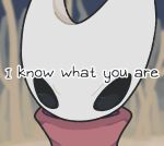  1girl alicezakat black_eyes blank_eyes blurry blurry_background commentary english_commentary english_text high_collar highres hollow_knight hornet_(hollow_knight) portrait solo text_focus v-shaped_eyebrows 