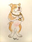  2020 ambiguous_gender biped bulldog canid canine canis clock domestic_dog feral mammal mastiff matuska molosser painting_(artwork) solo traditional_media_(artwork) watercolor_(artwork) 