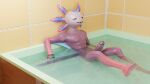  16:9 3d_(artwork) 3d_background amphibian anthro axo_(fortnite) axolotl digital_media_(artwork) epic_games erection fortnite genitals hi_res male mammal marine mole_salamander nude orangeflyingfox penis pink_body salamander_(amphibian) simple_background smile solo widescreen 