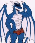  abs anthro boxers_(clothing) clothed clothing dragon flexing flexing_bicep hand_on_underwear hi_res horn kodiak3d leg_muscles looking_at_viewer male membrane_(anatomy) membranous_wings monochrome muscular muscular_anthro muscular_male nameless00 smug_face solo underwear underwear_only ven_(kodiak3d) wings 