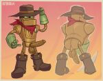  balls bitebox64 clothed clothing cowboy_hat erection genitals hat headgear headwear hi_res machine male partially_clothed penis robot rusty_(steamworld_dig) simple_background solo steamworld_dig 