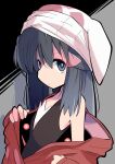  1girl :/ beanie blue_eyes blue_hair bright_pupils closed_mouth coat dark_blue_hair dawn_(pokemon) flat_chest hair_between_eyes hair_ornament hat highres long_hair pokemon pokemon_(game) pokemon_dppt pokemon_platinum rascal red_coat solo undressing white_headwear 