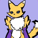  1:1 2023 absurd_res anthro bandai_namco blue_eyes breasts canid canine digimon digimon_(species) digital_drawing_(artwork) digital_media_(artwork) female fur hi_res looking_at_viewer mammal renamon shaded simple_background solo white_body white_fur yellow_body yellow_fur youkairyu 