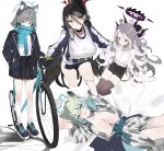  animal_ear_fluff animal_ears arms_up bath_yukata bicycle black_choker black_skirt black_thighhighs blue_archive blue_eyes blue_shorts breasts buri_(retty9349) choker cross_hair_ornament gloves green_gloves green_hair grey_hair hair_between_eyes hair_ornament halo hasumi_(blue_archive) hina_(blue_archive) horns jacket japanese_clothes kimono large_breasts long_hair lying multiple_girls on_back open_clothes open_mouth parted_lips pleated_skirt scarf shigure_(blue_archive) shigure_(hot_spring)_(blue_archive) shiroko_(blue_archive) shirt shoes shorts sitting skirt sleeveless sleeveless_shirt socks standing thighhighs very_long_hair white_background white_hair white_shirt white_socks yukata 