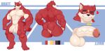  2022 abs absurd_res anthro balls bratt_nguyen butt canid canine erection flaccid foreskin fur genitals hi_res humanoid_genitalia humanoid_penis male mammal model_sheet muscular muscular_anthro muscular_male navel nipples pecs penis pink_nipples red_body red_fur rux-uwu solo vein veiny_penis white_body white_fur 