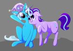  absurd_res cute_expression cute_eyes duo equid equine estellewdp female friendship_is_magic grey_background hasbro hi_res horn horse mammal my_little_pony not_furry pony simple_background starlight_glimmer_(mlp) trixie_(mlp) unicorn 