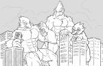  anthro avian berdly bird breath_of_the_wild building city clothed clothing deltarune destruction eyewear falco_lombardi feathers glasses group macro male monochrome muscular muscular_male nintendo revali rito soonico speedo star_fox swimwear the_legend_of_zelda topless undertale_(series) 