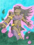  anthro bear fan_character female flower hi_res mammal nyghtmar3 plant solo spring_2023 supoerheroine traditionalart ursine venom_thorn warrior 