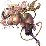  1:1 animal_humanoid armor bell_on_tail big_breasts blonde_hair breasts brown_body brown_skin cat_humanoid claws clothed clothing dark_body dark_skin digital_media_(artwork) eden&#039;s_ritter_grenze felid felid_humanoid feline feline_humanoid female footwear gauntlets gloves gold_claws gold_clothing gold_weapon green_eyes hair handwear hat headgear headwear hi_res high_heels huge_breasts humanoid legwear mammal mammal_humanoid meow_mao_(eden&#039;s_ritter_grenze) naglfar panties pink_clothing pink_panties pink_underwear purple_clothing purple_legwear purple_thigh_highs simple_background solo teal_nails thick_thighs thigh_highs underwear visor visor_cap white_background 