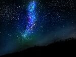  commentary_request galaxy highres meeu0biss night night_sky original outdoors plant scenery silhouette sky star_(sky) starry_sky variant_set 