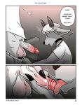  anthro bodily_fluids canid canine cinicalvoice comic deer dripping duo ear_piercing fennec fox genital_fluids genitals hi_res licking male male/male mammal oral penile penis penis_lick piercing precum precum_drip sex surprised_expression text tongue tongue_out vein 
