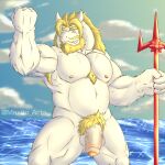  absurd_res anthro asgore_dreemurr belly genitals hi_res himbo male male/male maxito_arts nude pecs penis solo undertale_(series) 