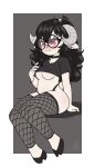  absurd_res anthro areola areola_slip bovid breasts bunnybits caprine clothing eyewear female glasses goth hi_res mammal panties solo under_boob underwear 