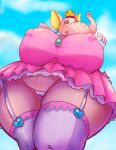  anthro big_breasts breasts clothing elephant elephantid female garter_straps hi_res huge_breasts mammal mario_bros nintendo nipple_outline overweight overweight_female panties princess_peach proboscidean solo thick_thighs underwear vikhop 