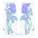  1:1 ais05 anthro butt claws dakimakura_design dragon female hair heidi_(the7thprimarch) hi_res horn looking_at_viewer lying nude on_back paledrake_(artist) purple_hair raised_tail scalie simple_background smile solo tail 