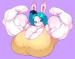  big_breasts breasts bulumble-bee clothing emmy_(bulumble-bee) female flexing huge_breasts hyper hyper_breasts lagomorph leporid looking_at_viewer mammal muscular muscular_female pink_background rabbit simple_background solo workout_clothes workout_clothing 