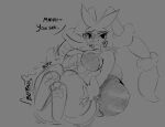  &lt;3 absurd_res anthro anthro_pred anthro_prey belly big_belly big_breasts body_outline breasts digestion digestion_noises exclamation_point face_imprint female female_pred floppy_ears greyscale head_between_breasts hi_res imprint long_ears lop_ears mega_evolution mega_lopunny monochrome nintendo paw_imprint pawpads pokemon pokemon_(species) razzbian same_size_vore sketch smile thick_thighs tongue tongue_out vore wide_hips 