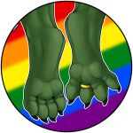  4_toes anthro claws corrsk digit_ring digital_media_(artwork) dragon feet foot_focus hi_res jewelry lgbt_pride male mammal paws pride_colors rainbow_pride_colors ring scalie simple_background solo toe_claws toe_ring toes 
