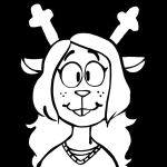  anthro black_and_white clothed clothing creator_ant deer deltarune female hair hi_res long_hair mammal monochrome noelle_holiday simple_background smile solo undertale_(series) 