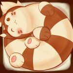  1:1 2023 brown_body brown_fur chinese_text fur furret generation_2_pokemon nintendo pokemon pokemon_(species) solo text 