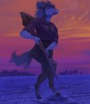  anthro belt clothing dawn_(disambiguation) digitigrade equid equine female fuzzle_(artist) gem gun handgun hat headgear headwear hi_res holster hooves horse mammal pistol prairie ranged_weapon rifle snow solo spots weapon western wind 