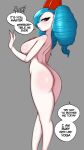  absurd_res big_breasts blue_hair breasts butt dialogue english_text female generation_3_pokemon hair hi_res kirlia nintendo not_furry nude pokemon pokemon_(species) saltyxodium solo text 