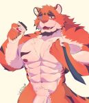  absurd_res anthro breasts felid genitals hi_res male male/male mammal mr._stripes_(mr._hopp&#039;s_playhouse) muscular muscular_male pantherine penis solo stripes tiger wolfy_eduard 