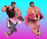  1boy absurdres bag bara bare_arms beard black_hair black_tank_top blush bracelet bulge clothes_around_waist collage dark-skinned_male dark_skin denim duncan_wijaya_(kokukokuboo) facial_hair full_body grey_shorts heart highres jacket jacket_around_waist jacket_partially_removed jeans jewelry kokukokuboo large_pectorals looking_to_the_side male_focus mature_male muscular muscular_male mustache one_eye_closed original own_hands_together pants pectoral_cleavage pectorals running shoes short_hair shorts shoulder_tattoo sideburns sidepec sneakers sparkle spiked_hair star_(symbol) tank_top tattoo thick_eyebrows thick_thighs thighs yellow_tank_top zipper 