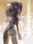  1girl agent_8_(splatoon) artist_name ass bodysuit breasts brown_eyes from_behind grey_hair highres leotard leotard_under_clothes n2uohichan octoling octoling_girl see-through short_hair short_shorts shorts sideboob small_breasts solo splatoon_(series) suction_cups tentacle_hair tentacles thighs white_bodysuit white_leotard white_shorts 