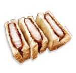  absurdres bread food food_focus highres meat mitomaton no_humans original pork realistic sandwich simple_background still_life toast white_background 