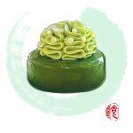  chinese_commentary commentary food food_focus lokyohayo matcha_(food) no_humans original pudding reflection sparkle still_life 