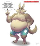  anthro canid canine clothed clothing harry_the_werewolf hi_res male mammal moobs nipples obese overweight scary_godmother shorts_only solo speech_bubble spiritfoxzilla topless were werecanid werecanine werewolf 