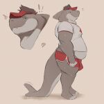  absurd_res anthro belly bulge clothing fish hi_res lifeguard looking_at_viewer male marine minedoo overweight overweight_male shark shark_tail shirt solo tail thick_arms thick_tail thick_thighs topwear wet 