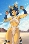  absurd_res animal_crossing ankha_(animal_crossing) anthro bearbeer breasts curvaceous curvy_figure desert domestic_cat egyptian felid feline felis female hi_res invalid_tag mammal nintendo paws pinup pose solo voluptuous wide_hips 
