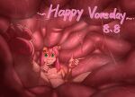  4_toes anthro barefoot feet fur green_eyes hair hi_res inside_stomach long_hair marlis_sig organs paws pink_hair soles solo stomach toes unknown_species vore voreday 