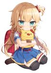  &gt;_&lt; 1girl akai_haato akai_haato_(1st_costume) alpha_transparency backpack bag black_socks blonde_hair blue_dress blue_eyes blush brown_footwear closed_mouth dot_nose dress female_child frown highres hololive loafers long_bangs long_hair looking_at_viewer noi_mine object_hug one_side_up over-kneehighs pleated_dress randoseru school_uniform shoes short_sleeves sidelocks skindentation socks solo stuffed_animal stuffed_cat stuffed_toy thigh_strap thighhighs v-shaped_eyebrows virtual_youtuber 