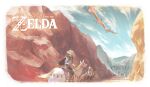  blonde_hair blue_sky blue_vest commentary dinraal dragon highres horse horseback_riding kchang57 link princess_zelda princess_zelda_(botw) riding scenery sky the_legend_of_zelda the_legend_of_zelda:_breath_of_the_wild vest white_horse wide_shot 