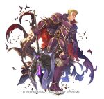  1boy armor axe black_cape blonde_hair breastplate broken_armor cape clenched_hand fire_emblem fire_emblem:_the_binding_blade fire_emblem_heroes holding holding_axe murdock_(fire_emblem) official_art pants pauldrons purple_armor purple_footwear shimomura_watari shoulder_armor torn_cape torn_clothes white_pants 