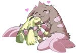  &lt;3 angoramon anthro bandai_namco blush brown_body brown_fur digimon digimon_(species) embrace fur happy hi_res hug lagomorph leporid long_ears lopmon mammal plushie portugueselynx rabbit smile solo yellow_body yellow_fur 