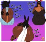  absurd_res anthro backless_dress big_butt black_hair black_markings black_sclera breasts brown_body butt butt_cleavage chest_tuft cleavage clothed clothing crouching curvy_figure dalilah_(zeromccall) digital_media_(artwork) dress female hair hi_res huge_butt long_hair markings meme meme_clothing multiple_outfits muscular muscular_anthro muscular_arms muscular_female pelvic_curtain rear_view solo sweater talking_to_another tight_clothing tight_dress topwear tuft virgin_killer_sweater voluptuous wide_hips yellow_eyes zeromccall 